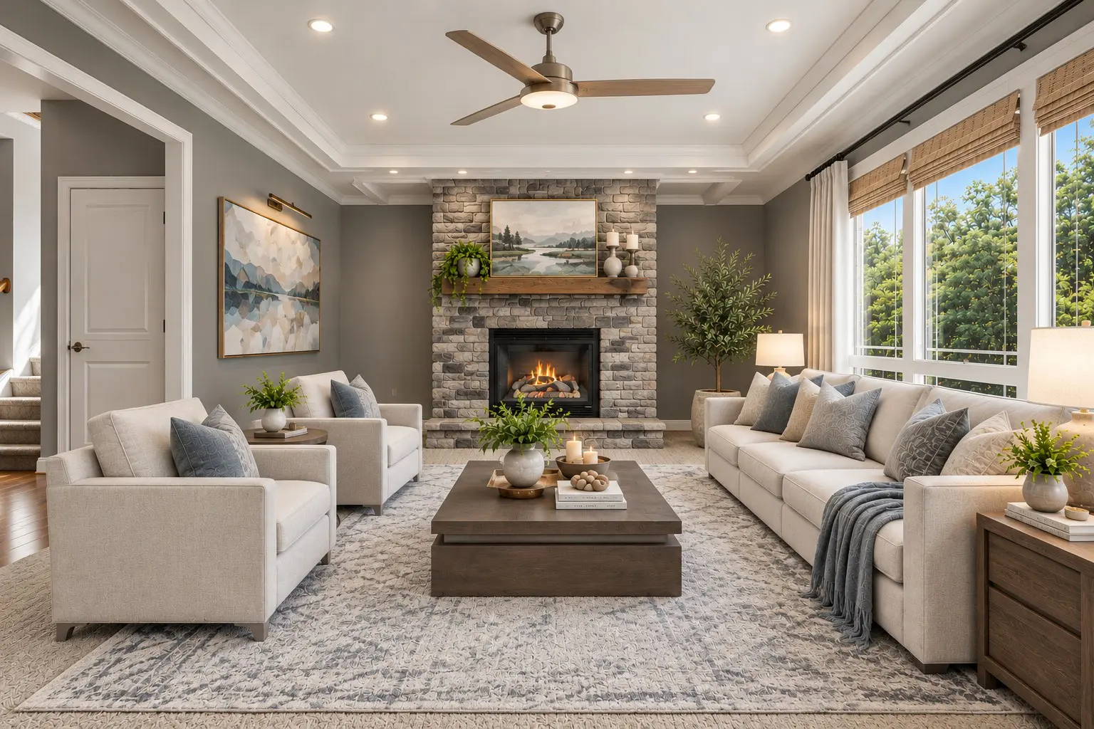 Modern living room with stylish decor