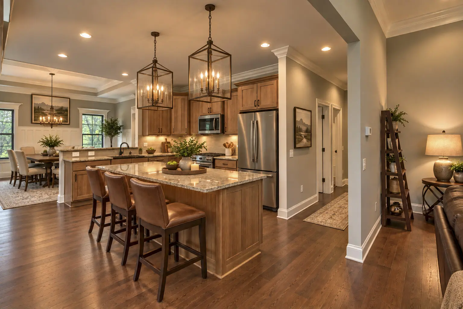 Open concept kitchen and dining room