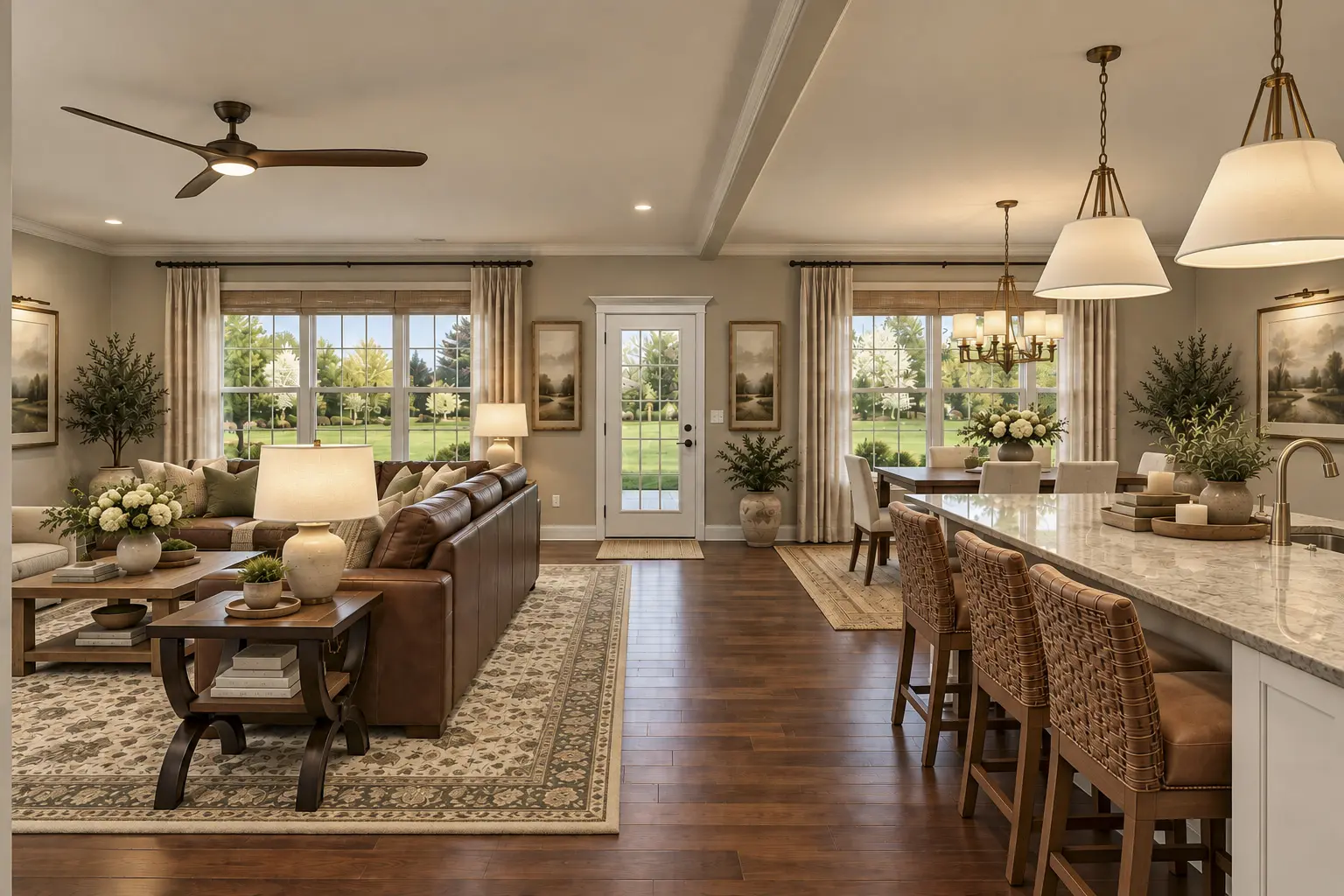 Elegant home interior with scenic views