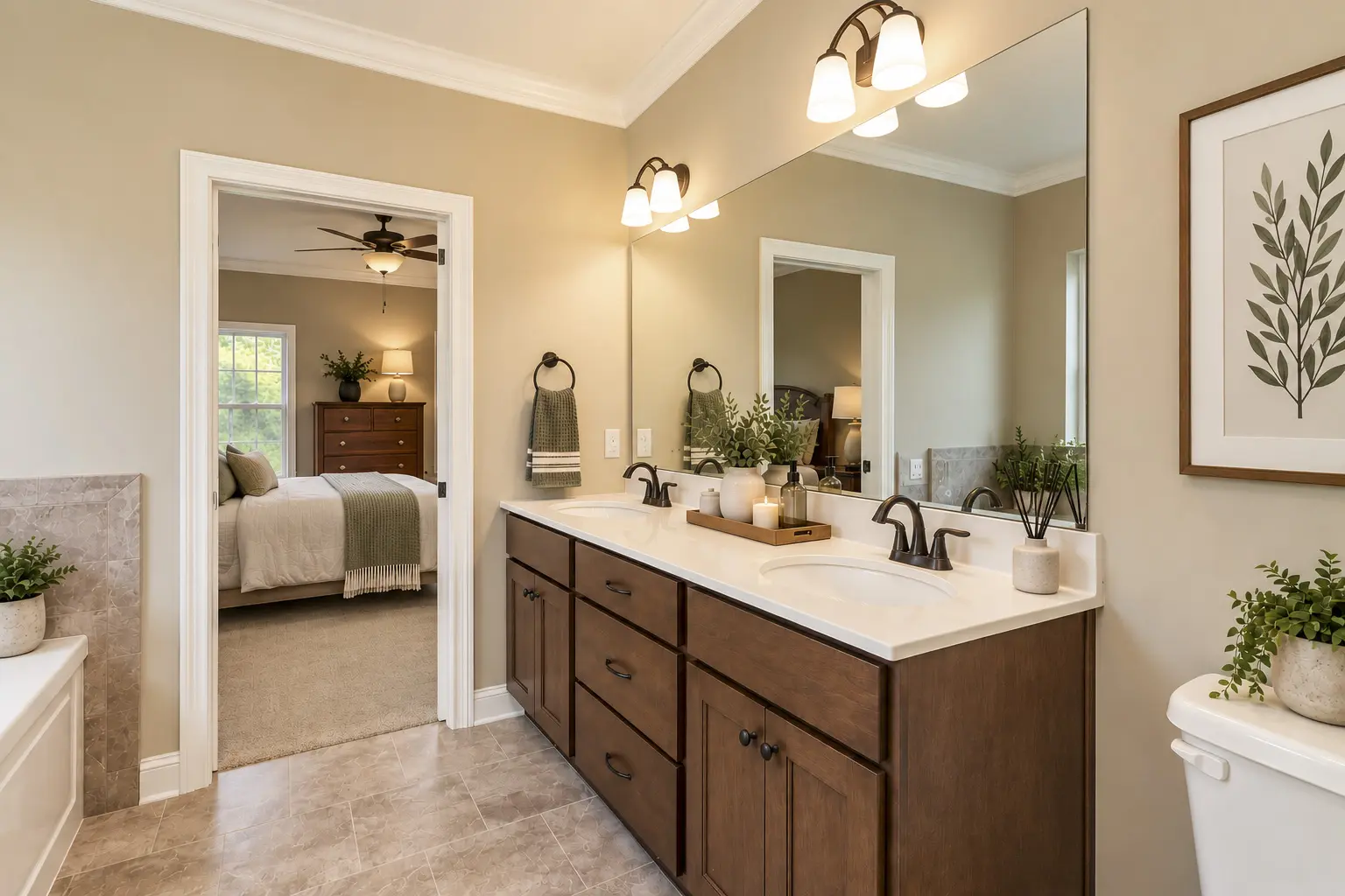 Modern bathroom vanity with double sinks