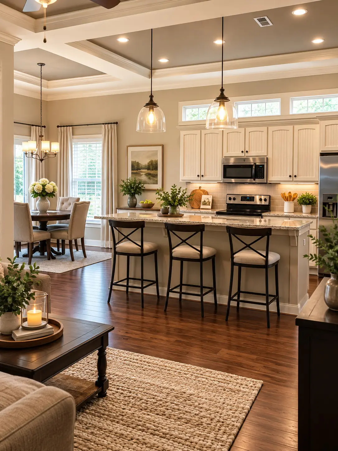 Open concept kitchen and living room