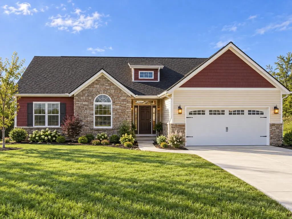 New suburban house with two-car garage