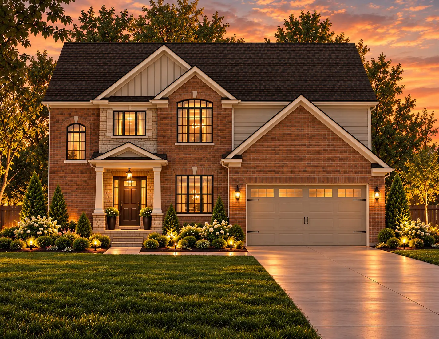 Modern house exterior with garage