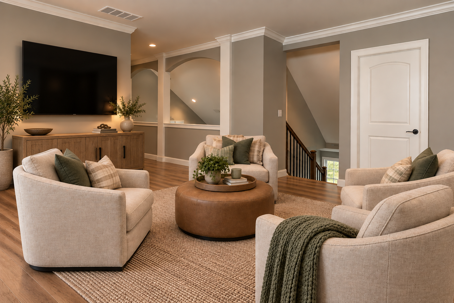 Inviting family room with elegant furnishings