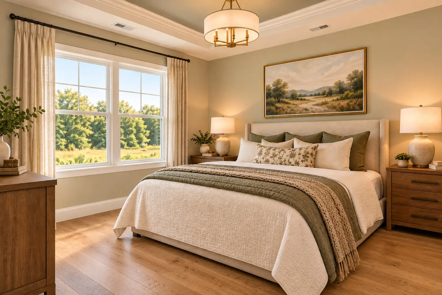 Serene bedroom with nature view