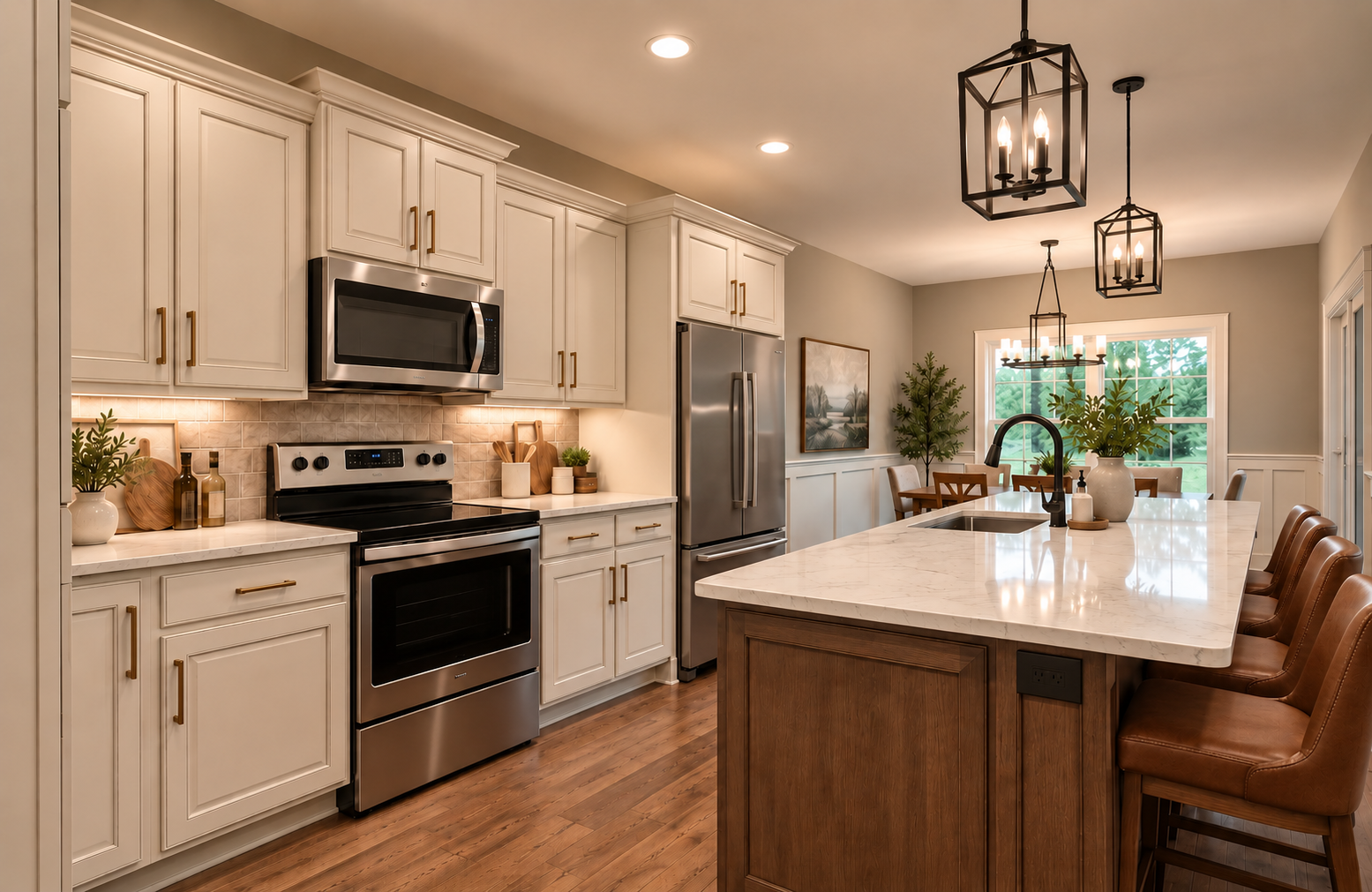 Spacious kitchen with stainless steel appliances