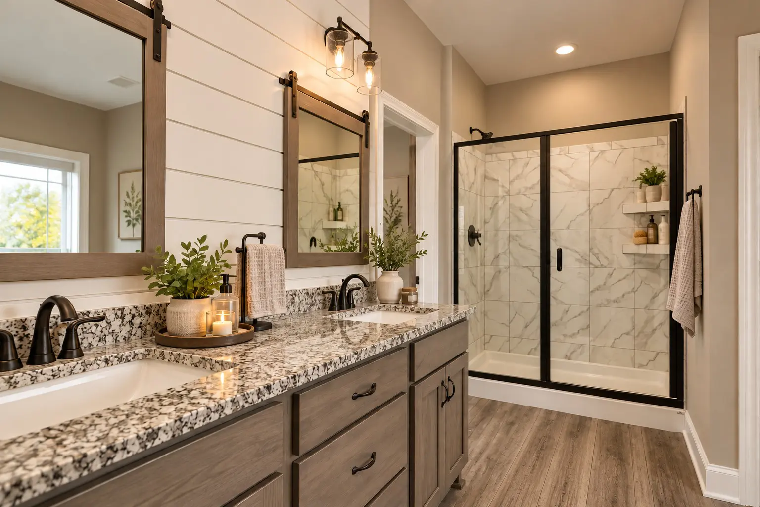 Modern bathroom vanity with double sinks