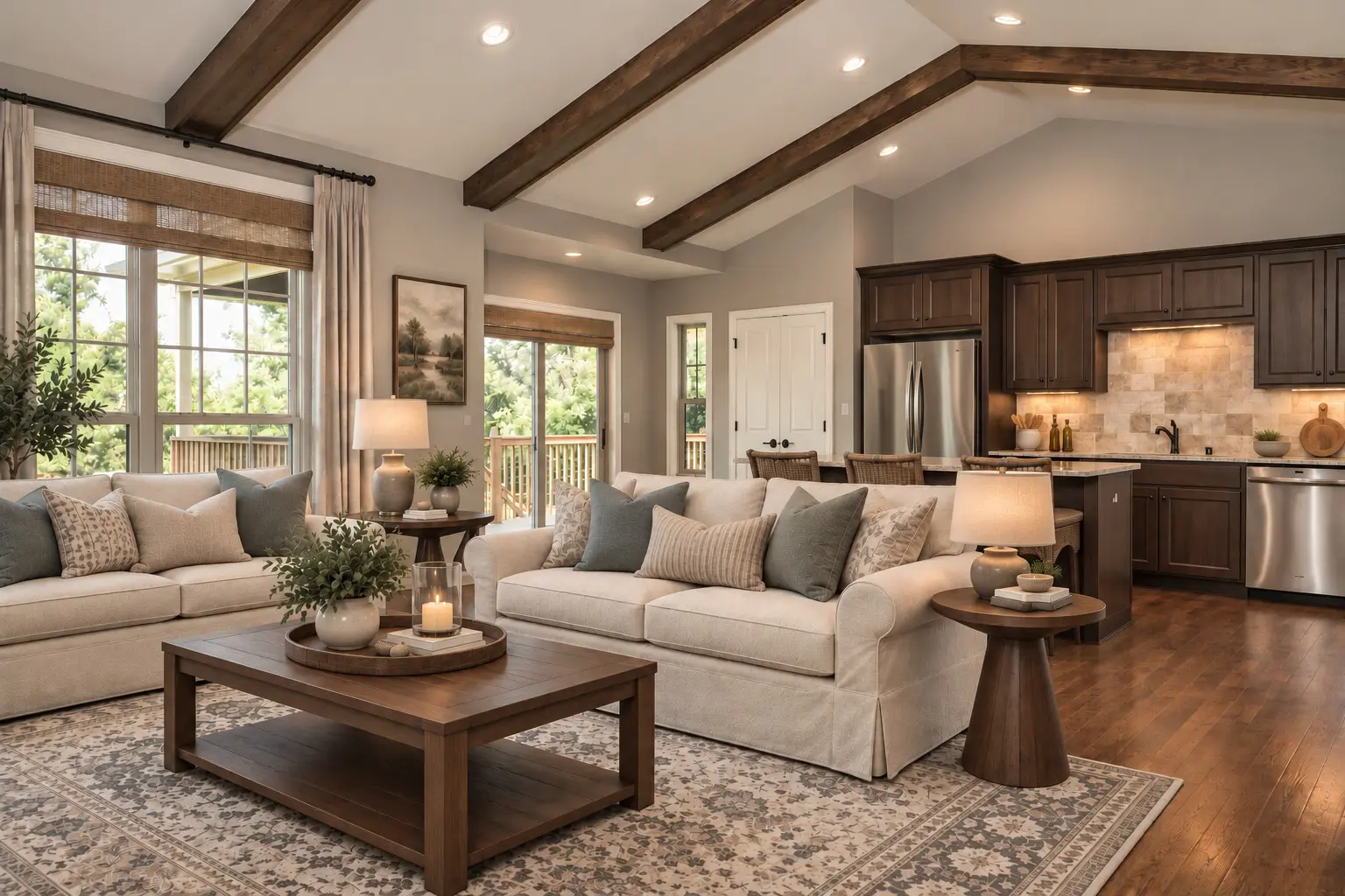 Open-concept living room and kitchen