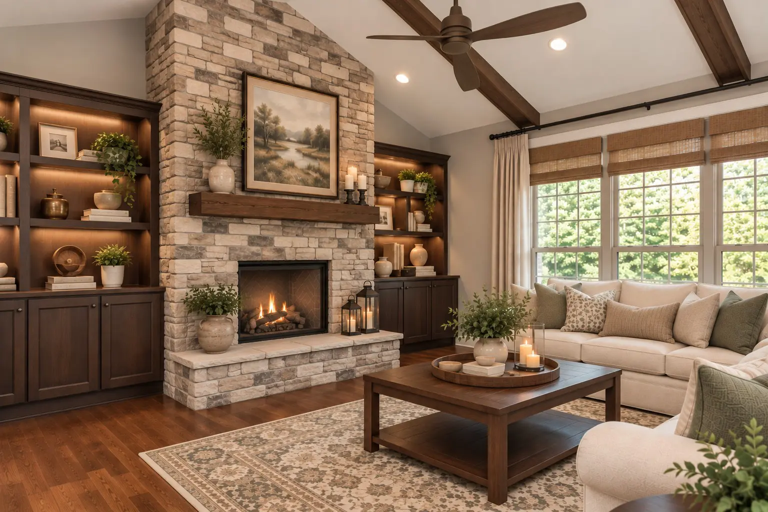 Modern farmhouse living room design
