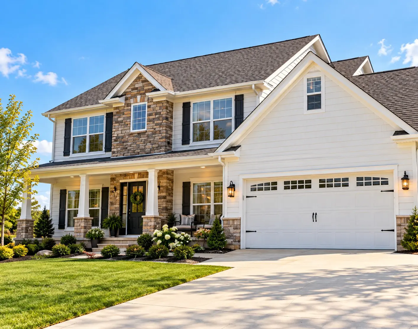Beautiful modern colonial house exterior
