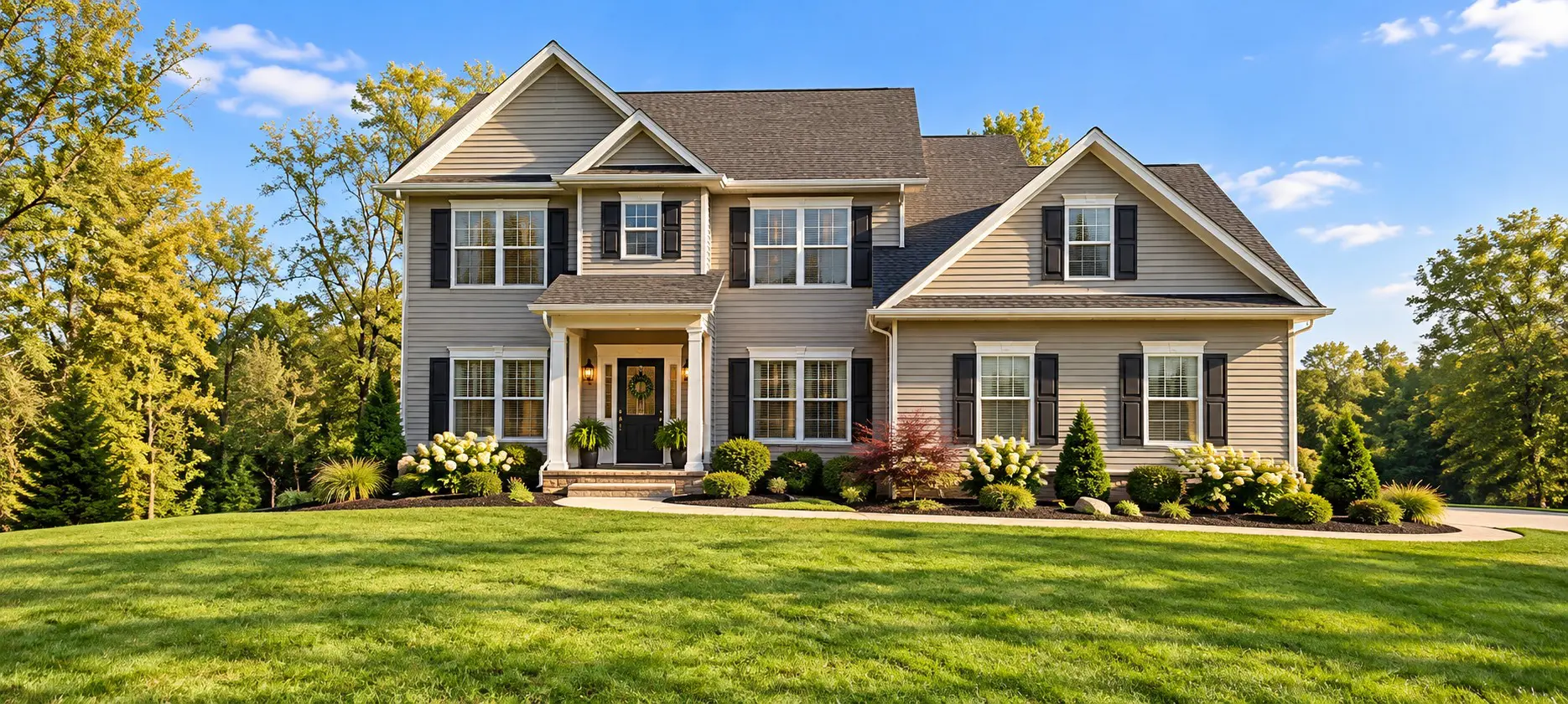 Large modern house with landscaping