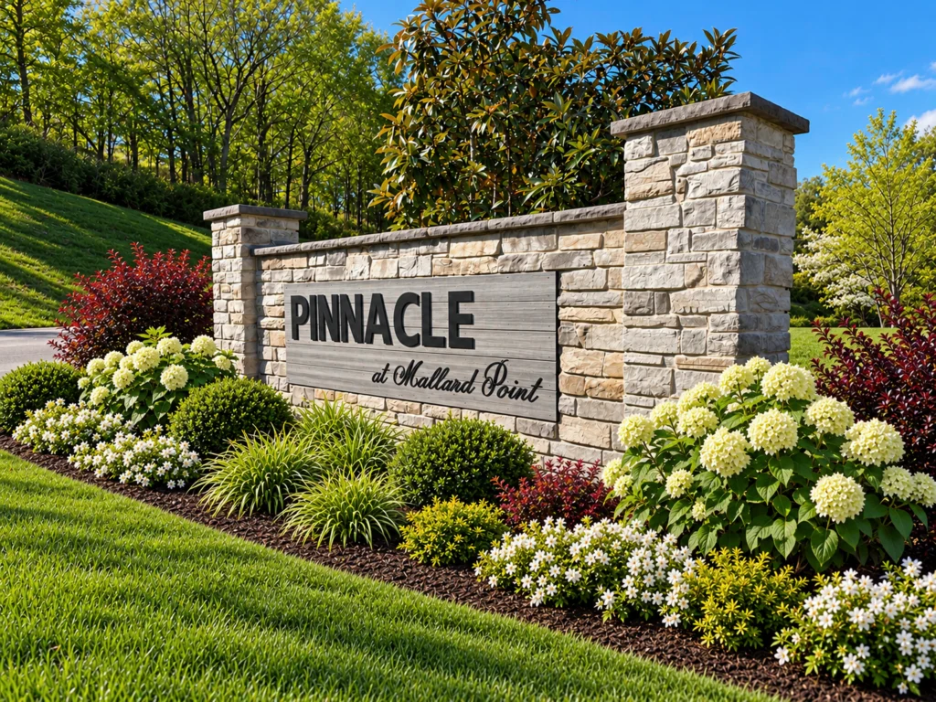 Pinnacle at Mallard Point sign with landscaping