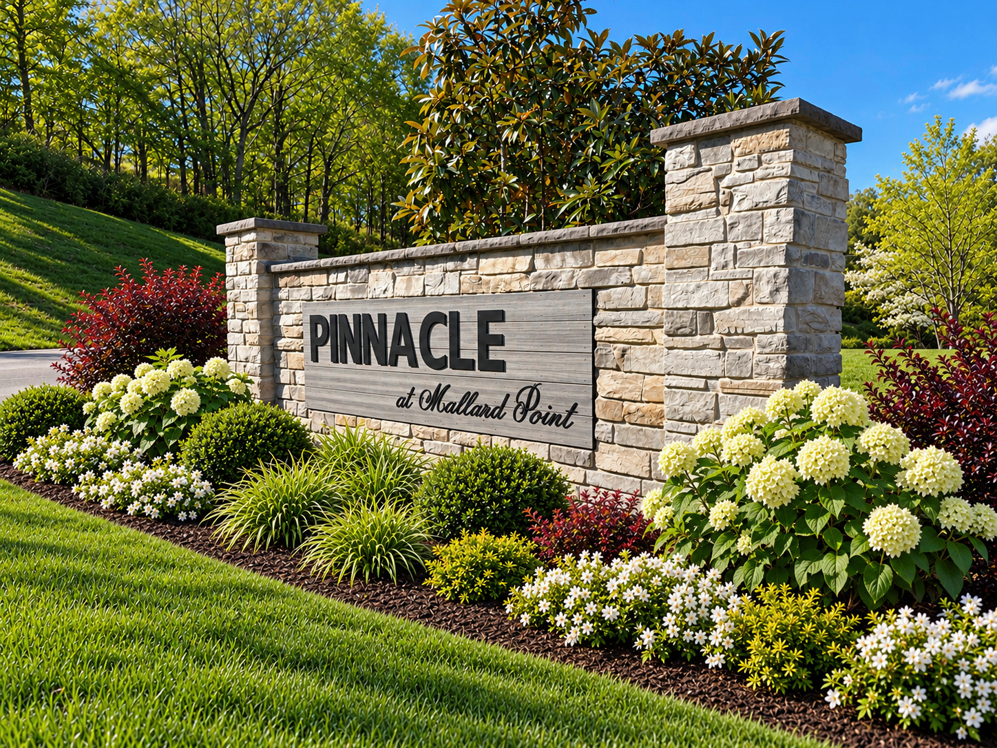 Pinnacle at Mallard Point sign with landscaping