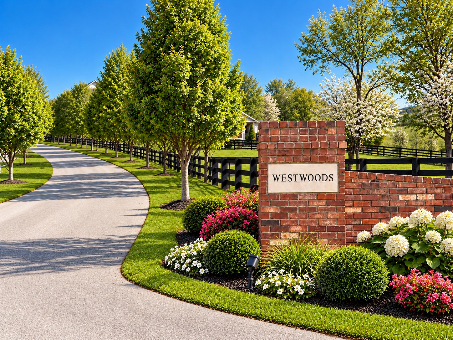 Beautiful Westwoods estate entrance and landscaping