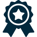 Blue badge of excellence and star