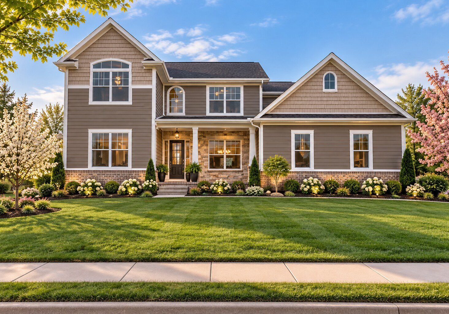 Beautiful modern home with landscaped yard