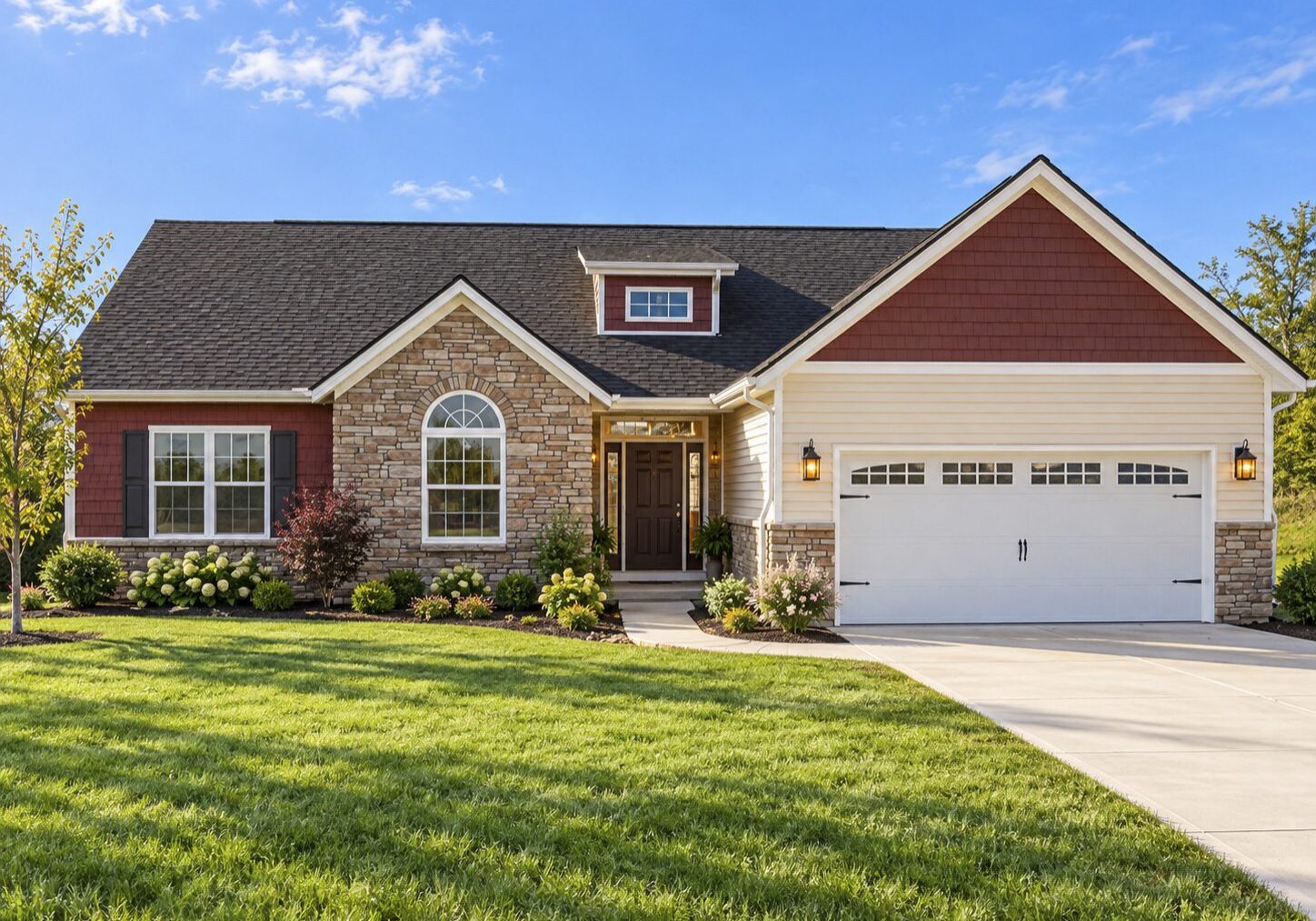 New suburban house with two-car garage