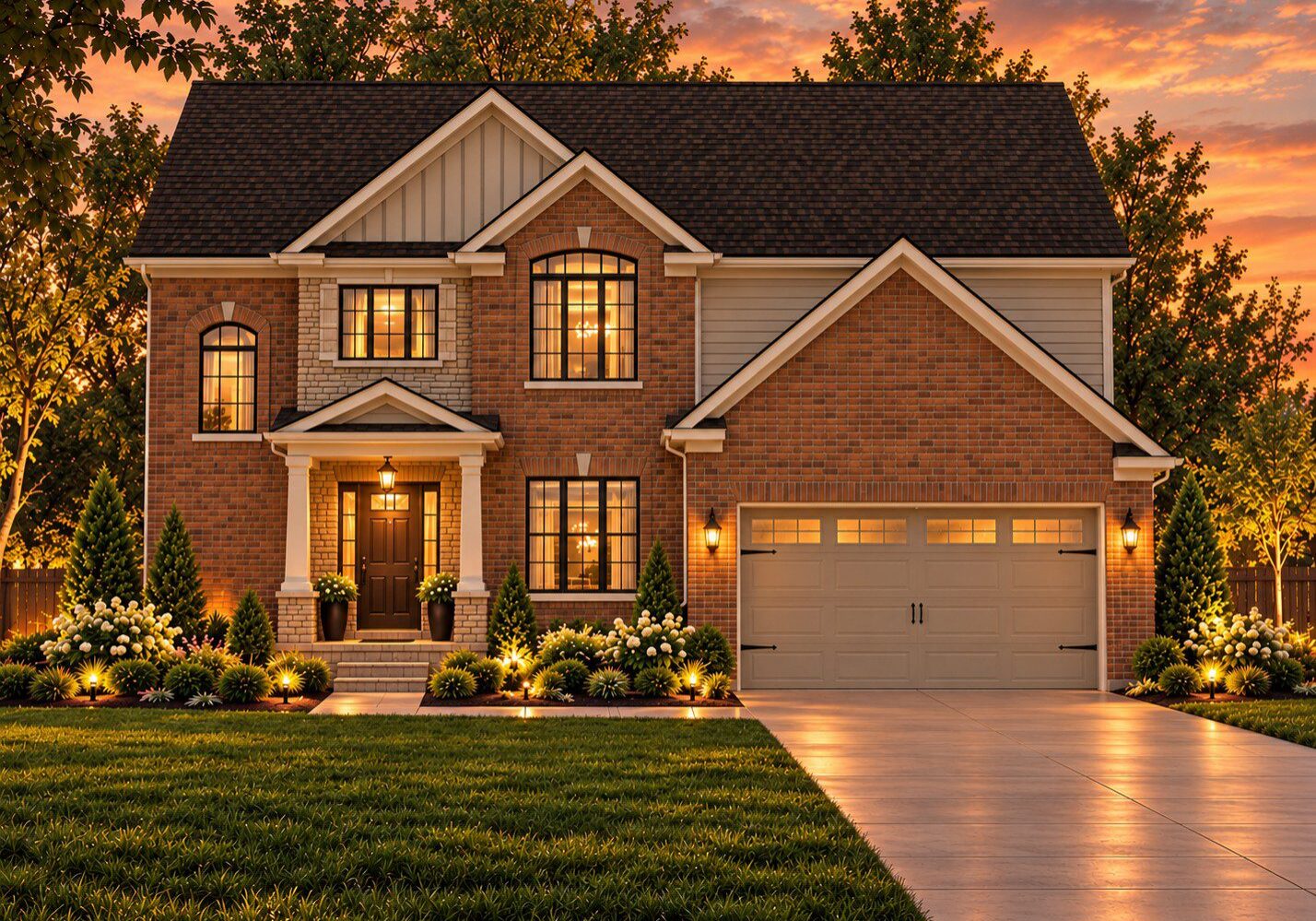 Modern house exterior with garage